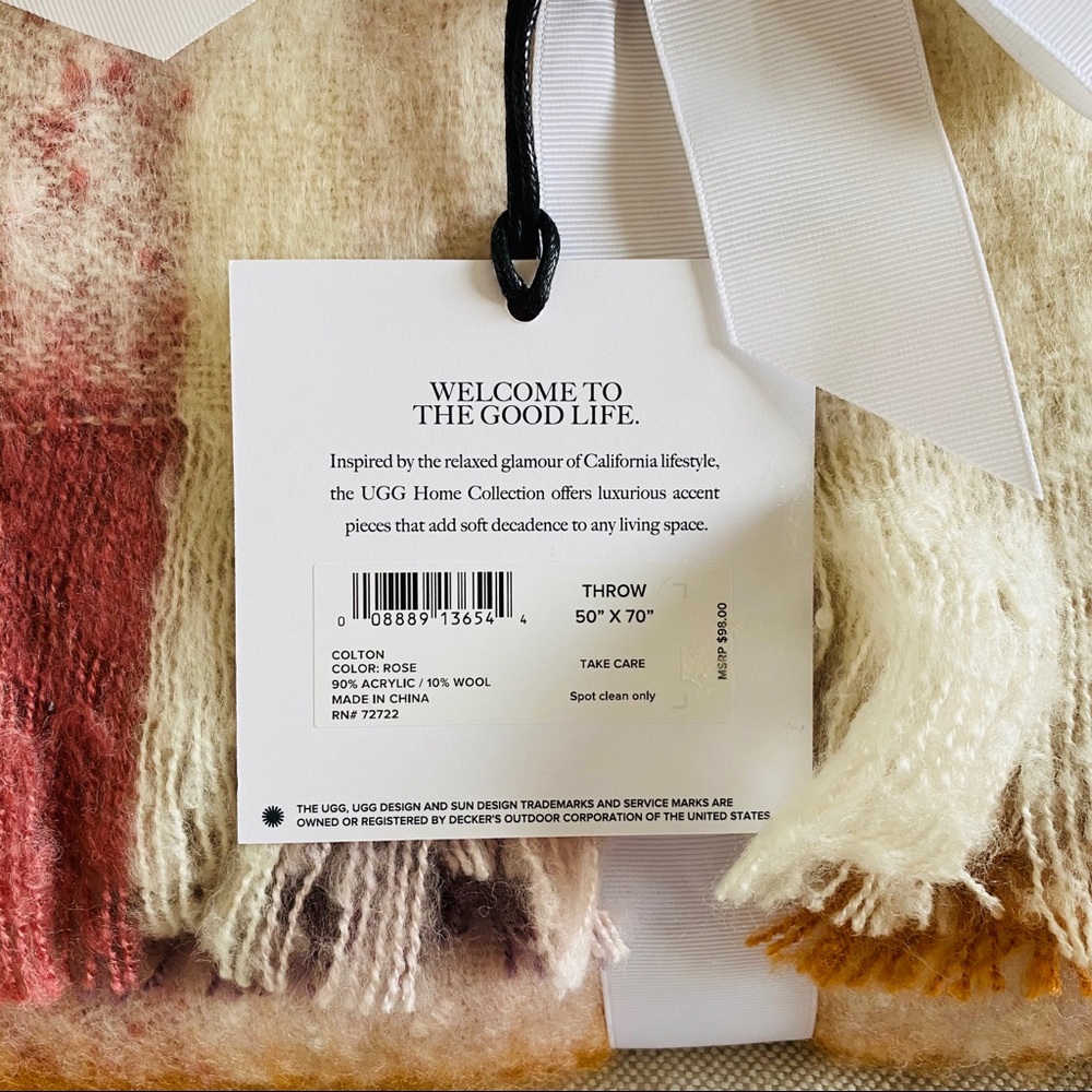 SOLD - UGG Colton Rose Blanket 50” x 70”  - NWT - Picture 3 of 6